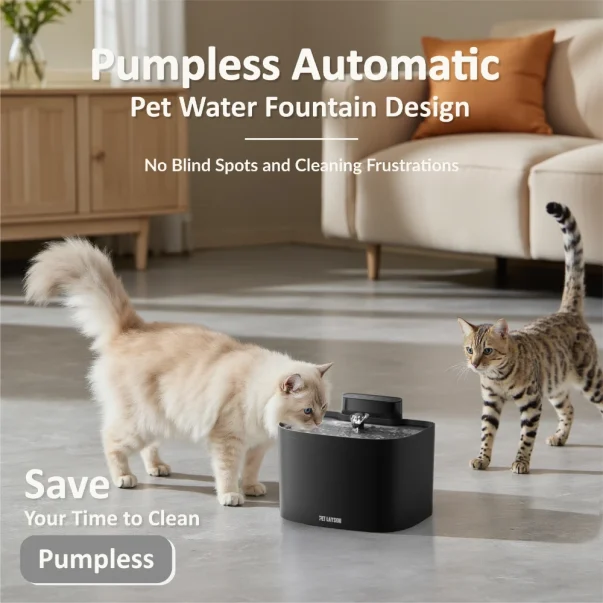 pet layson pumpless cat water fountain, app remote control smart cordless rechargeable battery operated, 3.6l/122oz 2.4g wi fi dog water dispenser, 2 filters,2 nozzles(pink, m1 pro)
