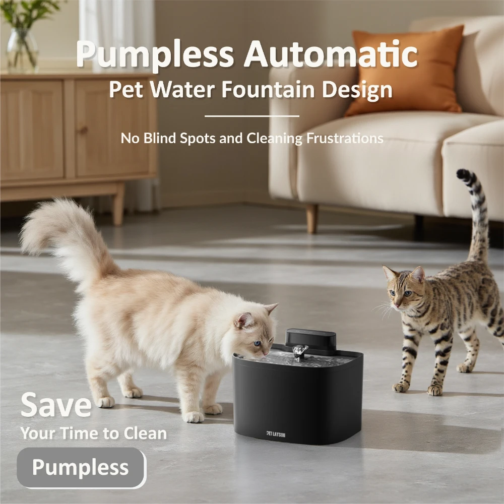 pet layson pumpless cat water fountain, app remote control smart cordless rechargeable battery operated, 3.6l/122oz 2.4g wi fi dog water dispenser, 2 filters,2 nozzles(pink, m1 pro)