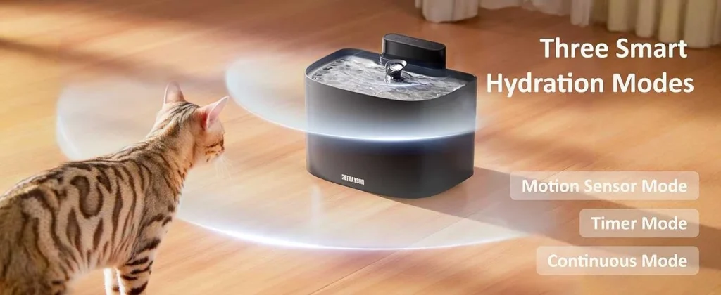 pet layson pumpless cat water fountain, app remote control smart cordless rechargeable battery operated, 3.6l/122oz 2.4g wi fi dog water dispenser
