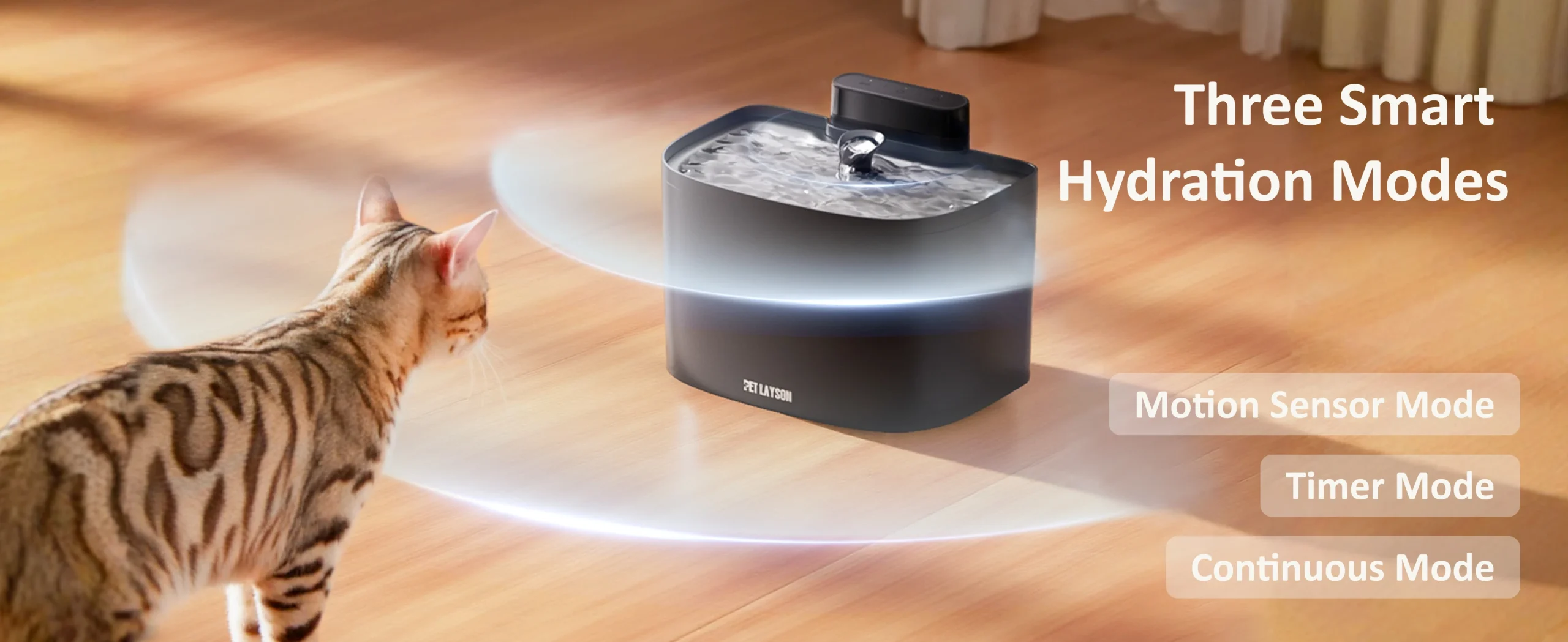 pet layson pumpless cat water fountain, smart cordless fountains battery operated, 3.6l/122oz with maglev valve technology rechargeable water dispenser for cat &dog, 2 filters,2 nozzles(black, m1)