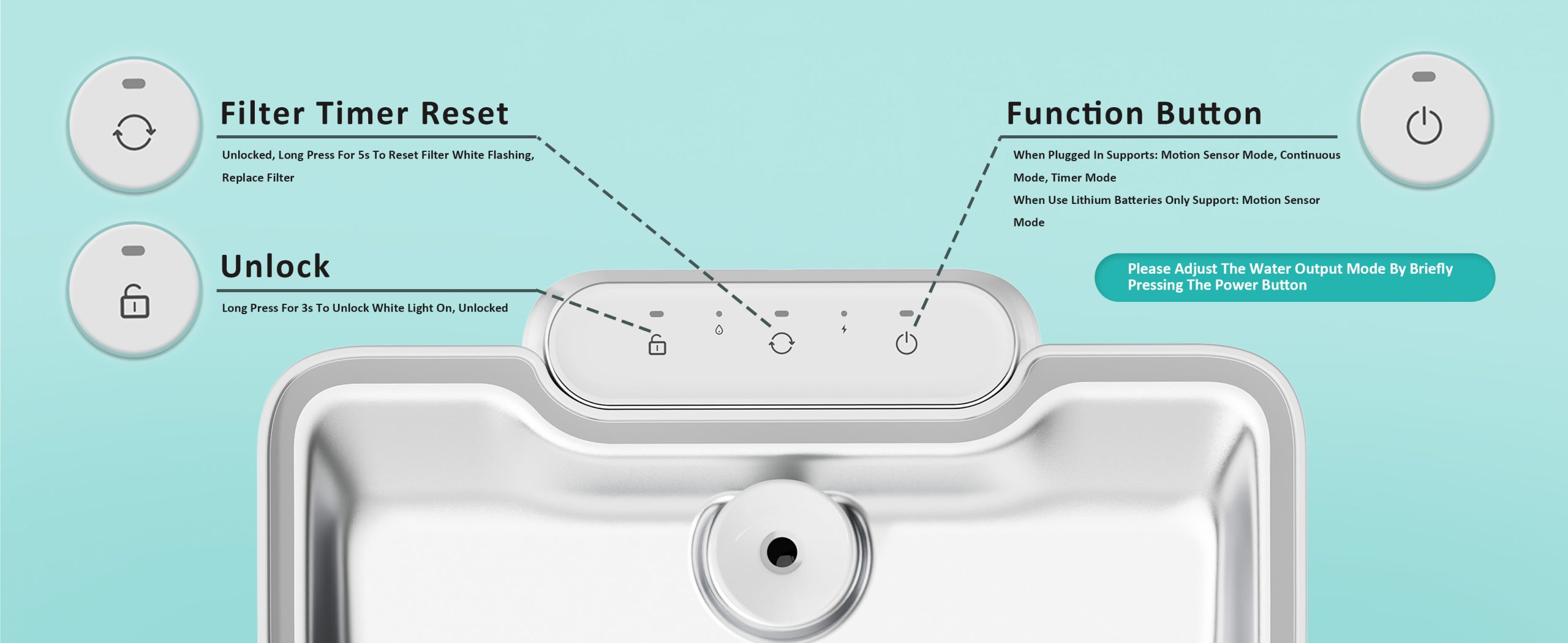 pet layson pumpless cat water fountain, smart cordless fountains battery operated, 3.6l/122oz with maglev valve technology rechargeable water dispenser for cat &dog, 2 filters,2 nozzles(black, m1)