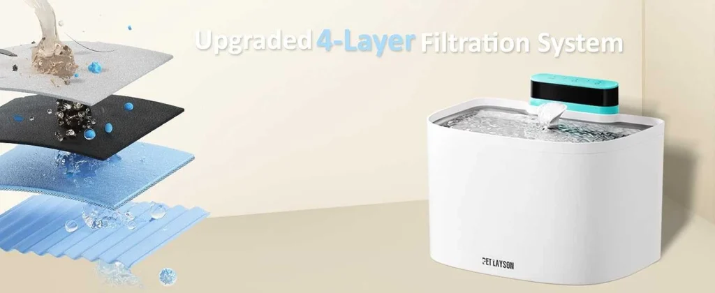 pet layson pumpless cat water fountain, app remote control smart cordless rechargeable battery operated, 3.6l/122oz 2.4g wi fi dog water dispenser