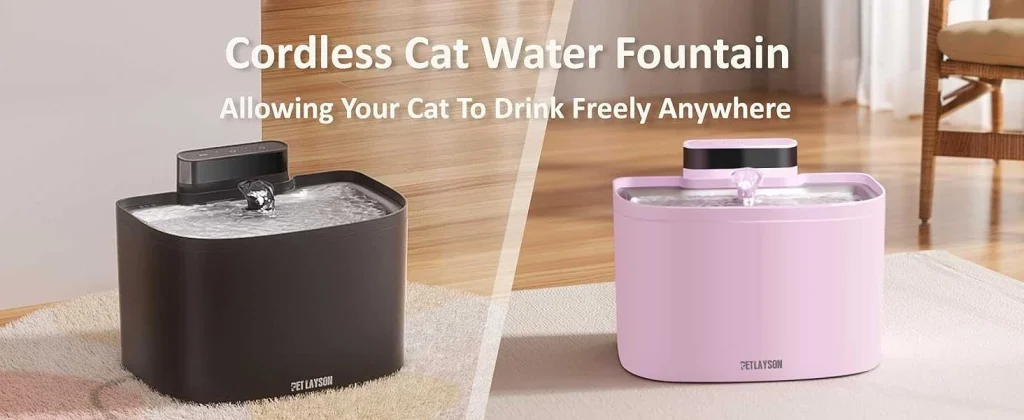 pet layson pumpless cat water fountain, app remote control smart cordless rechargeable battery operated, 3.6l/122oz 2.4g wi fi dog water dispenser