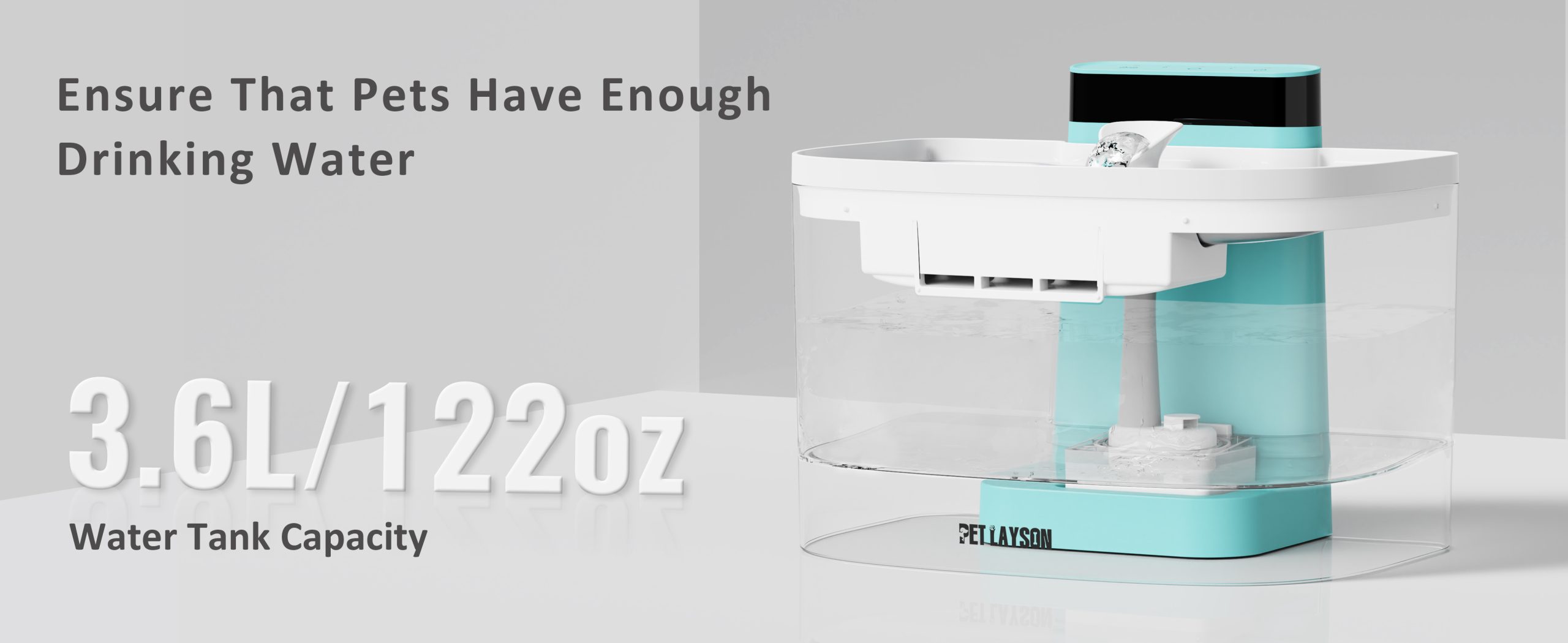 pet layson pumpless cat water fountain, smart cordless fountains battery operated, 3.6l/122oz with maglev valve technology rechargeable water dispenser for cat &dog, 2 filters,2 nozzles(black, m1)