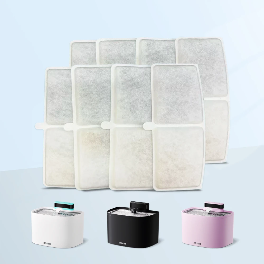 pet layson 8 pack cat water fountain filter replacements compatible with m1 or m1 pro(3.6l/122oz)