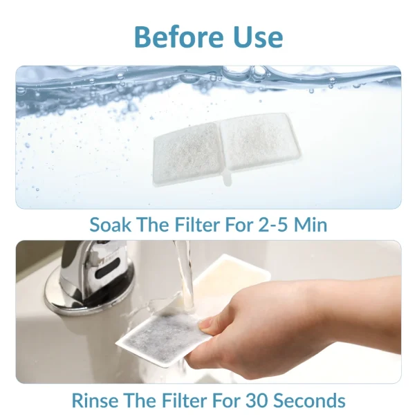 pet layson 8 pack cat water fountain filter replacements compatible with m1 or m1 pro(3.6l/122oz)