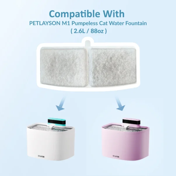pet layson 8 pack cat water fountain filter replacements compatible with m1 or m1 pro(3.6l/122oz)